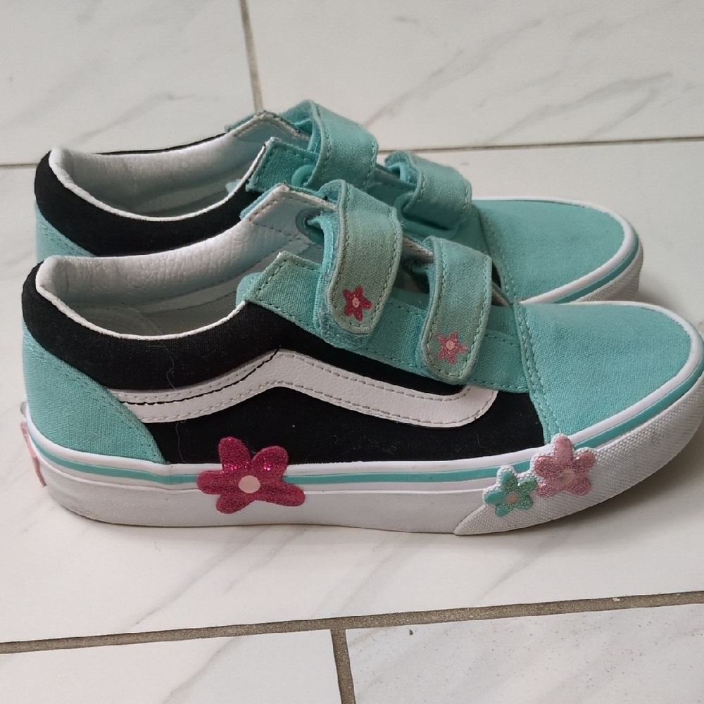 Vans Kids' Turquoise Floral Sneakers